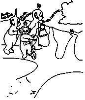 coloriage Telettubies se promenent dans les bois